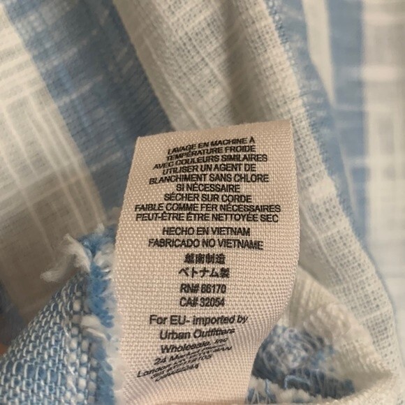 We The Free Away At Sea Striped Linen Blend Button Down Cropped Collared Shirt - Picture 10 of 11